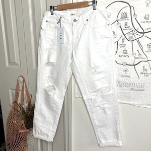 NWT ABLE THE LUCELY SLOUCH DISTRESSED WHITE JEANS SIZE 26